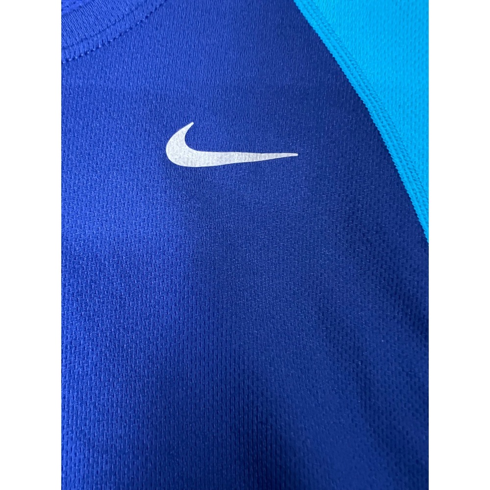 Nike Running Dri-FIT Shirt Womens Medium Blue Colorblock Short Sleeve Gym Top - Picture 5 of 7